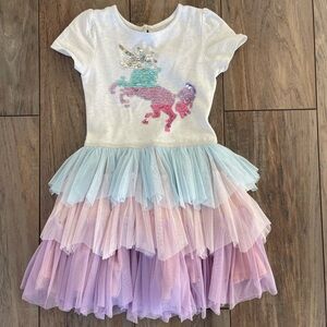 Monsoon London Disco Unicorn Dress for girls size 5-6 years like new